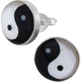 Zilveren oorstekers, yin en yang van parelmoer