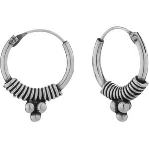 Zilveren Bali hoops, druppels, 12 mm
