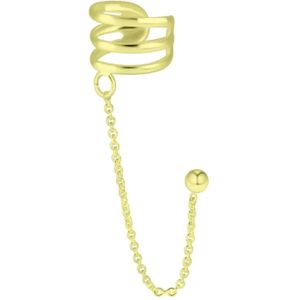Gold plated ear cuff, drie banden met chain