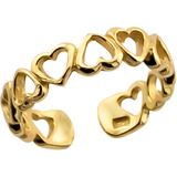 Gold plated ring, opengewerkte hartjes
