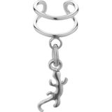 Zilveren ear cuff met hanger, salamander