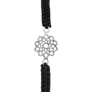 Katoenen armband met zilveren bloem of mandala