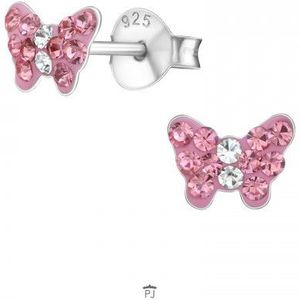 Zilveren oorstekers, roze vlinder van kristallen