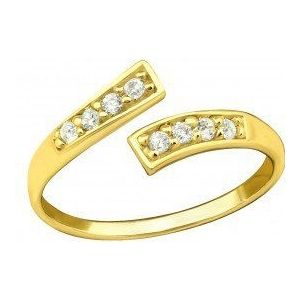 Gold plated teenring, opengewerkt met kristallen