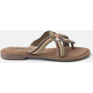 Lazamani  Slippers Dames  Taupe  Leer