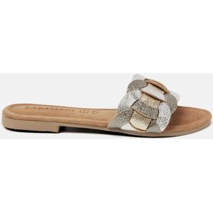 Lazamani - Mona Leren Dames Slippers Pewter