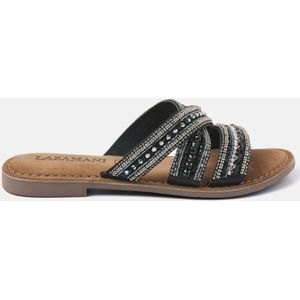 Lazamani - Marlin Leren Dames Slippers Black