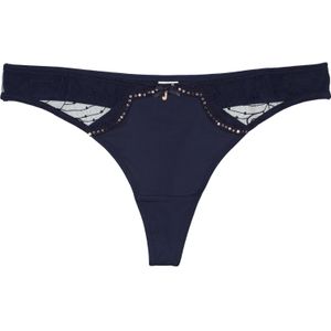 String blauw met pailletten maat S - XL