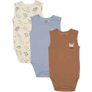 Rompertjes - Mouwloos - Rib - Wit - Bruin - Lichtblauw