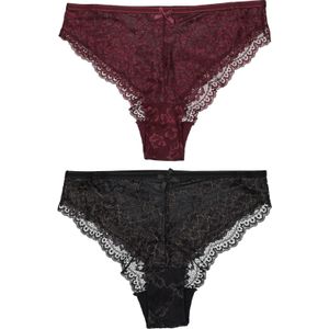 Brazilian slip zwart of paars met kant maat S - XL