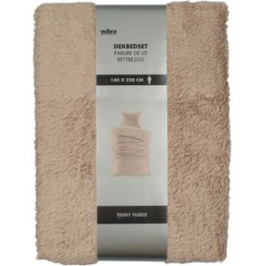 Dekbedovertrek - Beige - Teddy Fleece - 140 x 220 cm