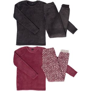 Pyjama - Roze met Dierenprint - Fleece - Meisjes