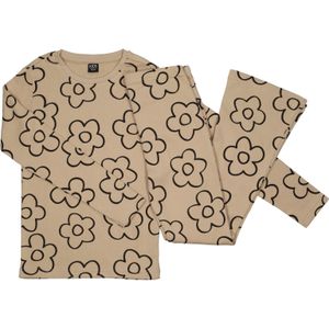 Meisjes pyjama rib bloemen maat 92/98 - 128/134
