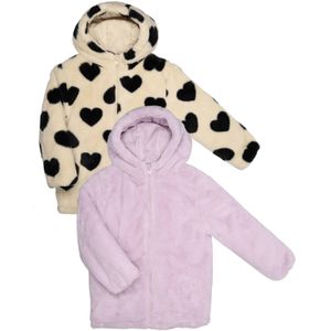 Jas - Effen Paars - Fake Fur - Meisjes - Maat 146/152 - 170