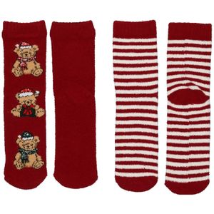 Dames kerstsokken rood 2 paar maat 35 - 42