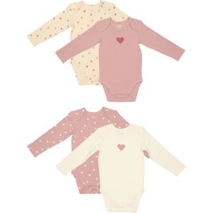 Baby romper lange mouw hartjes 2 stuks maat 50/56 - 98/104
