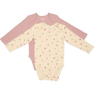 Baby romper lange mouw hartjes 2 stuks maat 50/56 - 98/104