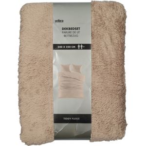 Dekbedovertrek - Beige - 240 x 220 cm - Teddy Fleece