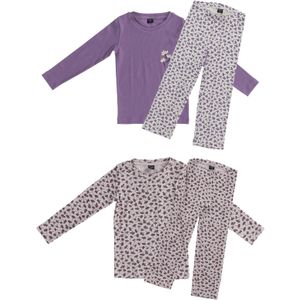Meisjes pyjama rib bloemen maat 92/98 - 128/134