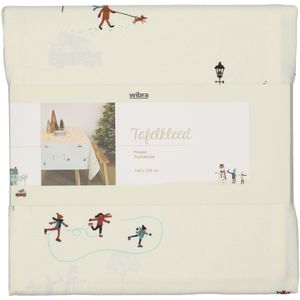 Tafelkleden - Crème met Kerstprint - Tafelkleed - 140 x 250 cm