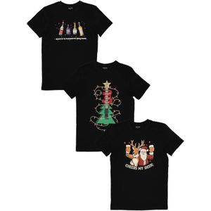 Heren T-shirt - Zwart - Kerst - 100% Katoen