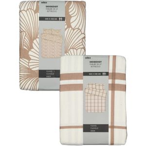Dekbedovertrek - Beige/Bruin - Flanel - 240 x 220 cm - Inclusief Kussenslopen