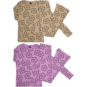 Meisjes pyjama rib bloemen maat 140/146 – 164/170