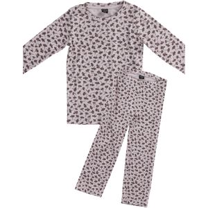 Meisjes pyjama rib bloemen maat 92/98 - 128/134