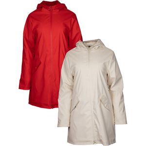 Dames regenjas maat 36 - 46/48 - rood/beige
