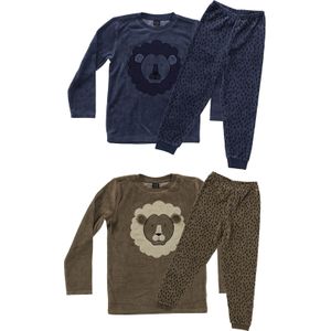 Jongens Pyjama - Velours - Leeuw - Blauw of Bruin