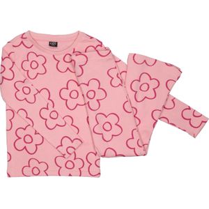 Meisjes pyjama rib bloemen maat 92/98 - 128/134