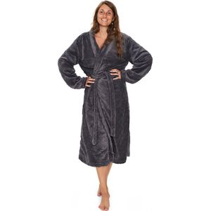 Kamerjas - Maat L/XL - Antracietgrijs - Coral fleece zachte badjas - Borg Living