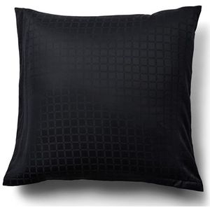 Luxe kussensloop - 60x63 cm - 100% katoen satijn - Daisy zwart - By Night jacquard geweven