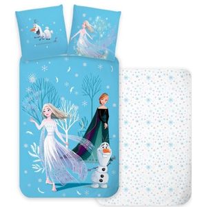 Frozen junior beddengoed - Omkeerbaar design met Anna en Elsa - 100x140 cm - Beddenset van 100% zacht katoen
