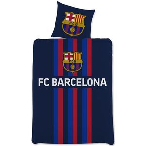 FC Barcelona beddengoed - Blauw omkeerbaar dekbedovertrek met logo - 140x200 cm - 100% katoenen beddengoed - Voetbal beddengoed