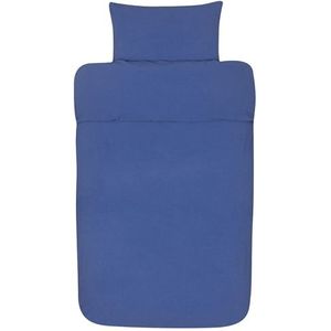 Beddengoed 140x200 cm - Effen marineblauw beddengoedset - Høie beddengoedset van 100% stongewassen katoen