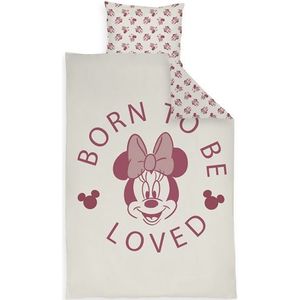 Minnie beddengoed 100x140 cm - Junior beddengoedset met Minnie Mouse - Omkeerbaar motief - 100% katoenen beddengoed