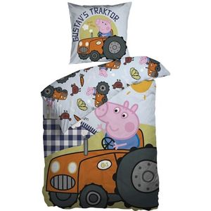 Biologisch Gustav Varken beddengoed 140x200 cm - Gustav Varken en tractor - Beddenset van 100% biologisch katoen
