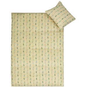 Junior beddengoed 115x135 cm - Geel met bloemen - Beddenset van 100% katoen