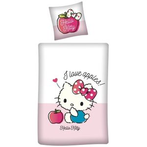 Junior beddengoed 100x140 cm - Hello Kitty beddengoedset - 2 in 1 design - 100% katoen