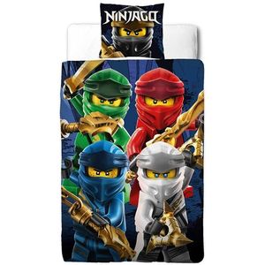 LEGO Ninjago - Beddenset - Donkerblauw - 140x200 cm - 100% Fijn Geweven Katoen - 2 in 1