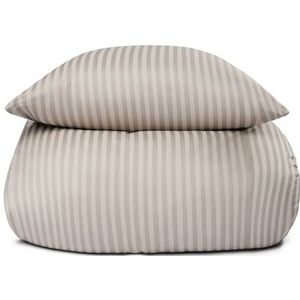 Beddengoed van 100% katoen satijn - 140x220 cm - Effen zandkleurig beddengoedset - Borg Living beddengoed