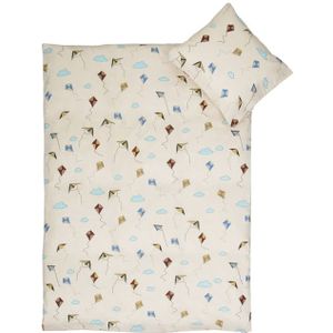 Junior beddengoed 100x140 cm - Beige met vliegend dragon - 100% katoenen beddenset