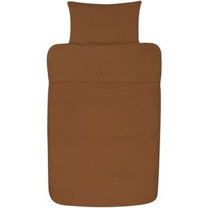 Beddengoed 140x200 cm - Effen kaneel beddengoedset - Høie beddengoedset van 100% stongewassen katoen