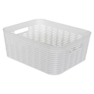 Opbergmand - Witte plastic mand - 34x28x14 cm - Praktische opbergmand