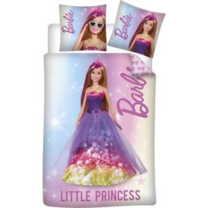 Junior beddengoed 100x140 cm - Barbie - Kleine prinses - 100% katoenen beddengoedset - Omkeerbaar ontwerp