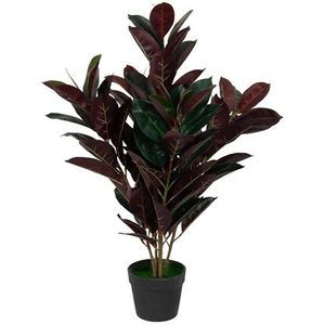 Kunst rubberplant 80 cm hoog - Ficus elastica met roodachtige bladeren