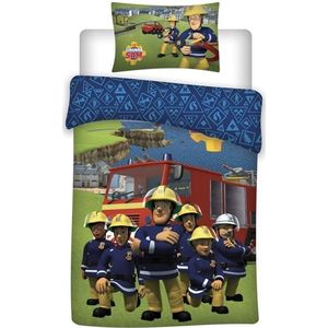 Beddengoed - Wendbaar Dekbedovertrek - Blauw - 140x200 cm - Brandweerman Sam en Vrienden