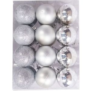 Kerstballen - Zilver - Pak van 24 stuks Diameter: 6 cm
