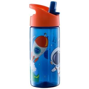 Astronaut drinkfles - Blauwe drinkfles met flipfunctie en rietje - Drinkfles voor kinderen